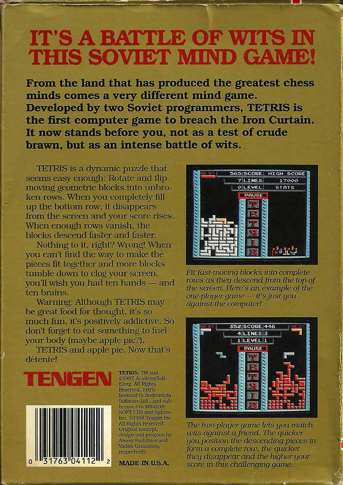 NES - Tengen Tetris back