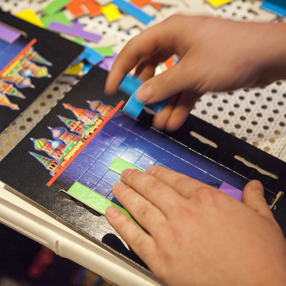 Tetris board game closeup