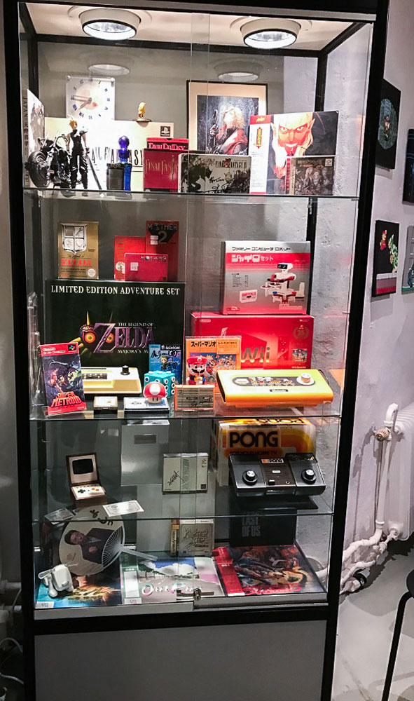Games and consoles on display at Stockholms Gaming museum