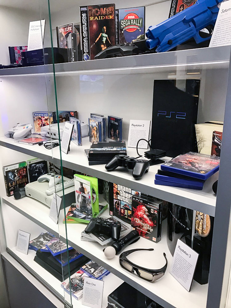 Games and consoles on display at Stockholms Gaming museum