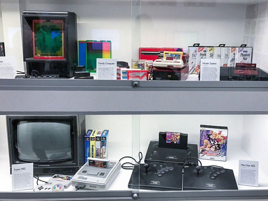 Games and consoles on display at Stockholms Gaming museum
