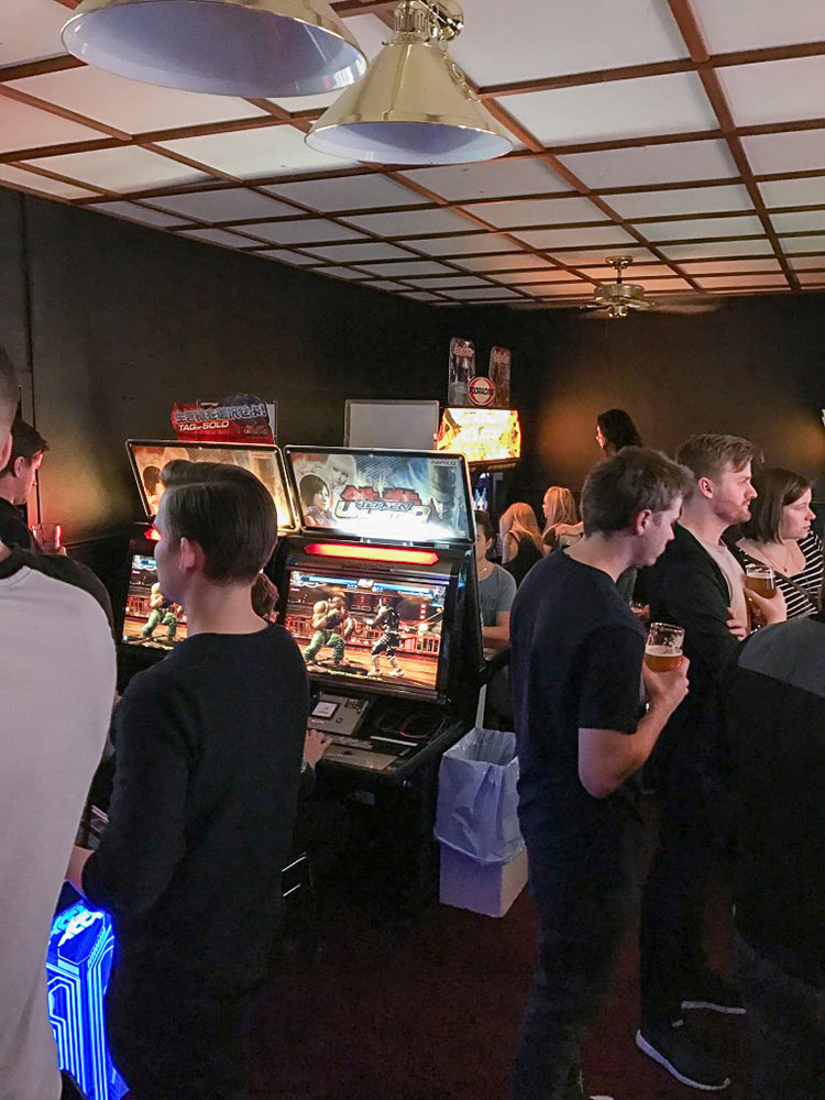 One of the two rooms at HEY arcade Stockholm