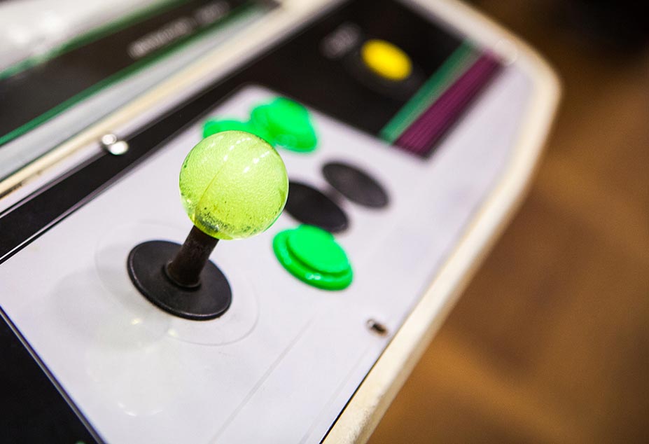 Yellow arcade joystick